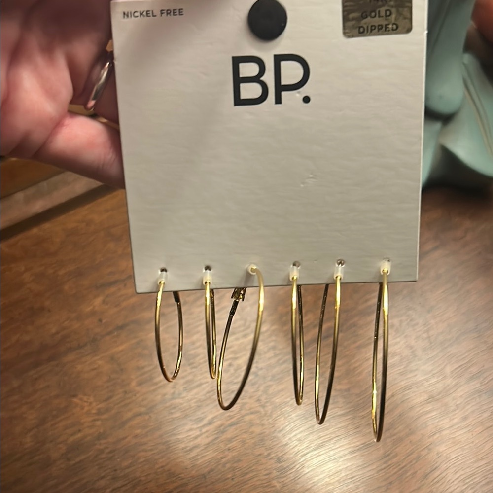bp Gold Hoop Earring Trio - Shiny Gold Hoops